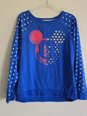 Disney Parks Patriotic American Mickey Mouse Crewneck Sweatshirt Size XL